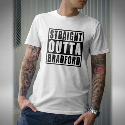 Straight Outta Bradford T-Shirt lustig Compton inspiriert Dr. Dre Eazy E neu mit Etikett