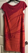 Cap Sleeve Lined Women’s Dress by Nine West, Orange and Pink, Flattering Size 10