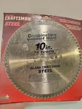 CRAFTSMAN 10" 72 Tooth Combination/Cabinet Work Steel Saw Blade,fits 5/8" Arbor