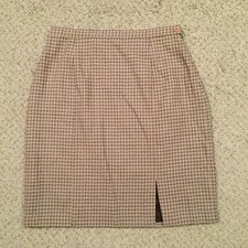 J. London Skirt Size 8 Short Beige Check Wool Lined