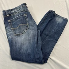 Rivet De Cru Jeans Distressed W38 L34 Relaxed Straight Leg MAE DARK BLUE