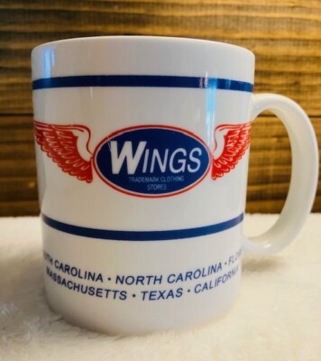 WINGS Trademark Clothing Stores Mug Cup Advertising