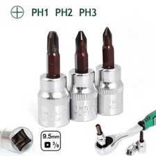 3Pcs 3/8 Drive Phillips Bits Socket Set PH1 P...
