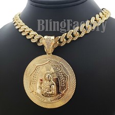 Hip Hop SANTA BARBARA Large Pendant  Iced Cubic Zirconia Cuban Chain Necklace