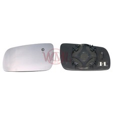 VOLKSWAGEN BORA 98>2005 DOOR/WING MIRROR GLASS SILVER CONVEX,HEATED & BASE,LEFT