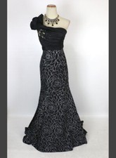 NEW Size 0 Tony Bowls 500 Prom Formal Long Gown Black 1 Shoulder Dress NWT
