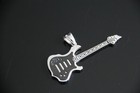 Guitar Charm Pendant Fashion Jewelry Men's Unisex Stainless Steel Silver Black