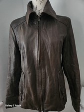 Jobis Dark Brown Vintage 70s Style Zip Up Real Leather Jacket 40 10/12