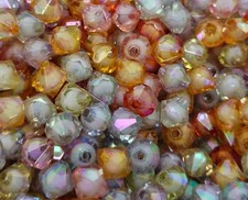 100 pc 8mm AB Iridescent Clear Lined Diamond Crystal Faceted Plastic Craft Beads