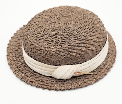 Vintage Modernette Stix Baer and Fuller Women's Stylish Woven Straw Hat w/Sash
