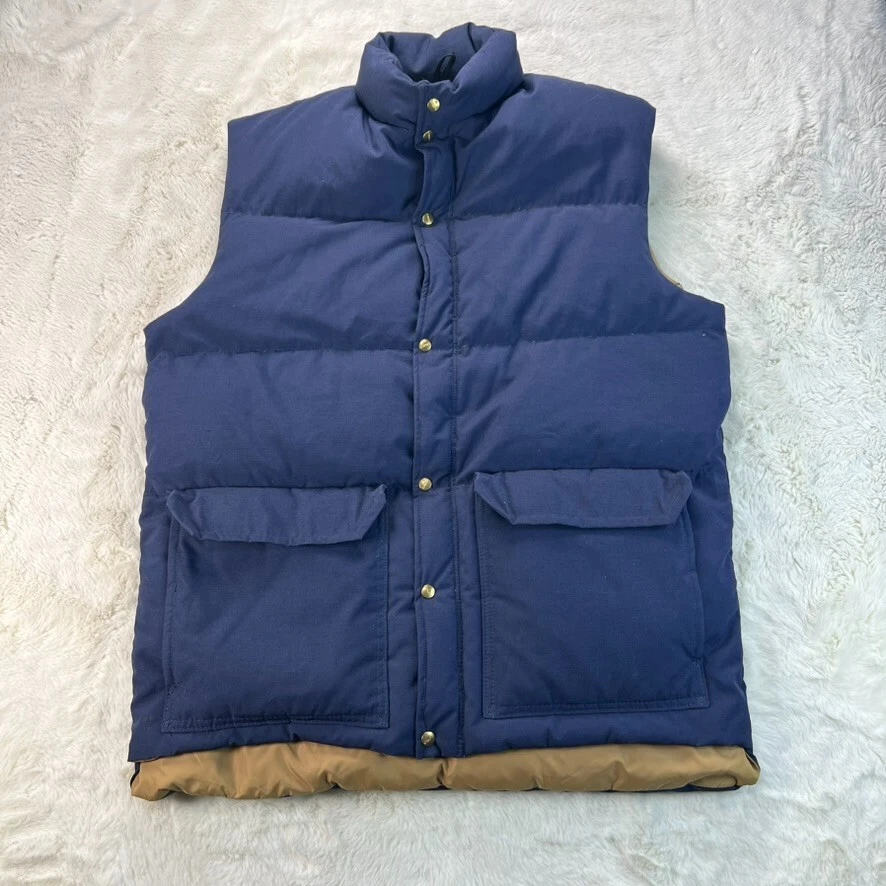 VINTAGE Camp 7 Down Puffer Vest Mens XL Blue Down Fill Boulder Colorado USA