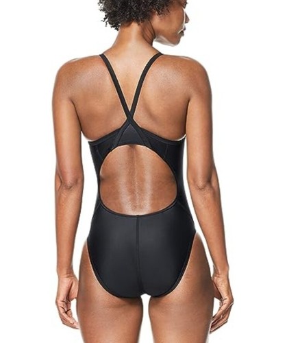 NWOT Speedo Women's PowerFlex Eco Flyback Solid Black Swimsuit Size 8/34 - Picture 2 of 2