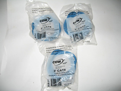 LOT OF 3 Brand New CDW Belkin 3' FT Cat 6 Snagless Patch Cable RJ45M/M BLue