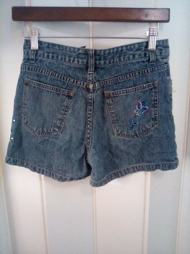 Arizona Girls Denim Jean Shorts Sz 14 Slim Embroidered Butterflies Rhinestones - Picture 5 of 7