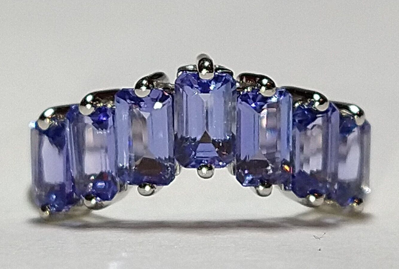 Solid platinum natural tanzanite stacking chevron… - image 10