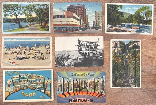 Set Of Vintage Postcards (8) - Used - 1950s - NY & NJ & PA & MA & FL & TN