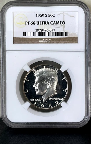 1969 S 50c Kennedy Half NGC PF68 UCAM Ultra Cameo