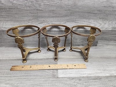 3 Vintage 5''x5'' Brass Orb Stands Holders Display for Globe, Sphere, Glass Balls