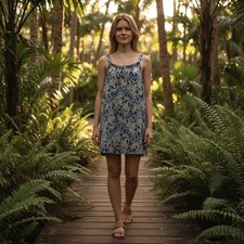 Ralph Lauren LRL Mini Coastal Sun Dress Blue Paisley Tank Sz Small