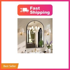Sweetcrispy 24"x36" Arched Black Bathroom Mirrors for Wall, Vanity Mirror B...