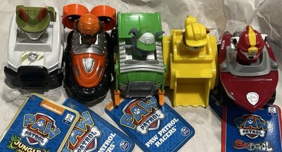 Paw Patrol Racers X5, New- Zuma, Rocky, Rubble, Tracker (jungle), & Marshall