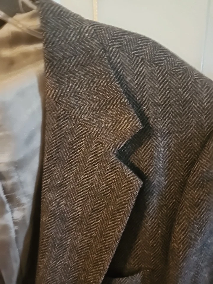 Blazer Chaqueta Abrigo Traje Deportivo Abrigo Lana EE. UU. Lana Años 90 Patrick James 42R Marrón Tweed Foto 2 de 4