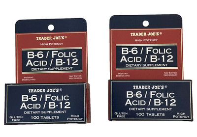 2 Pack Trader Joe's B-6 Folic Acid B-12 High Potency Dietary Supplement EXP 2028