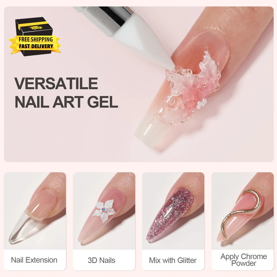 Gel de Escultura 3D Transparente para Arte en Uñas, Gel de Uñas Sólido 15G Antiadherente Constructor Duro Foto 4 de 4