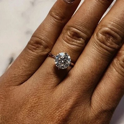 2CT Round Cut Lab Created Diamond Solitaire Women's Engagement Ring 925 Silver