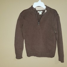 Cherokee Boys 1/4 Zip Brown Long Sleeve Sweater 100 Cotton S 6/7 EUC