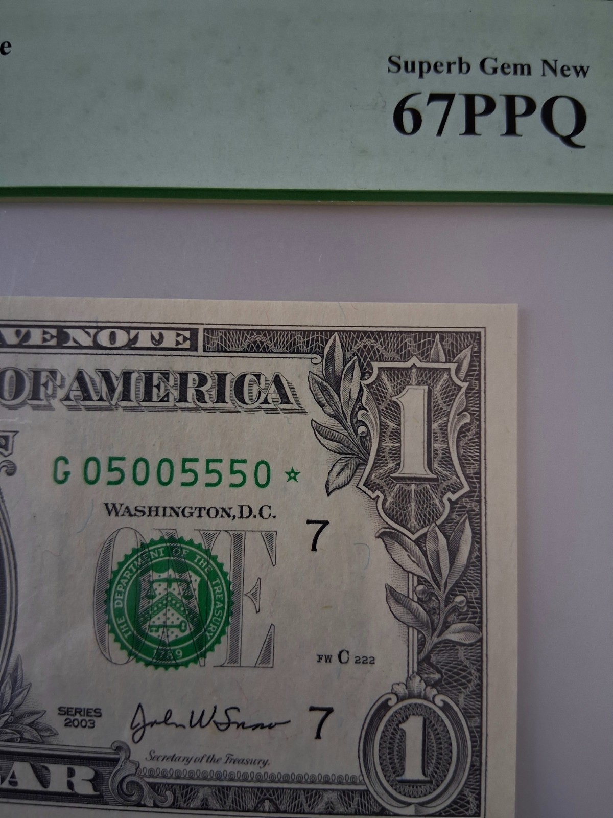 ** BINARY SERIAL STAR NOTE G05005550* 2003 $1 FRN * PCGS 67 PPQ * | eBay