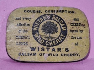Wistars Wild Cherry Balsam OLD Patent Quack Medicine Sewing Pinwheel Pin Cushion