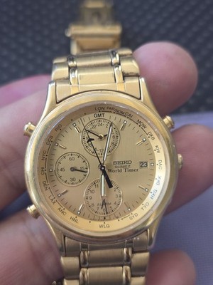 VTG PROJECT 2 FIX SEIKO QUARTZ WORLD TIMER WATCH NON WORKING PARTS