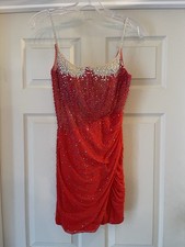 ASHLEYlauren Red Silver Beaded Embellished Formal Dress Size 2