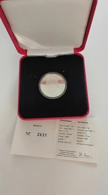 Monaco 5 Euro 2008 Prince Albert II Silber m.Box Zertifikat u.Umverpackung PP - Bild 1 von 3