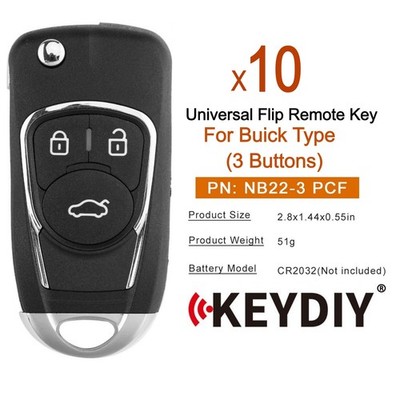 10x KEYDIY KD NB22-3 PCF Universal Flip Remote Key 3 Buttons for Buick Type