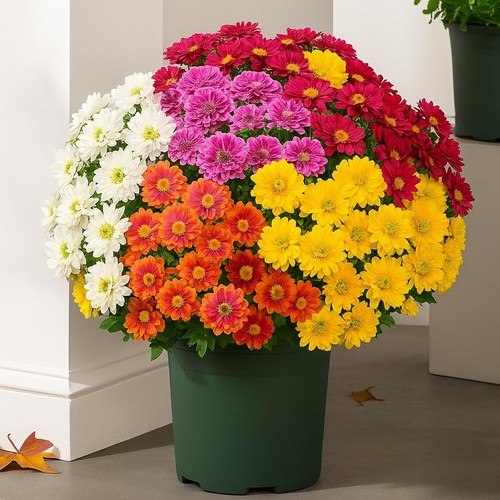 Funsdecor Mums, Artificial Sunset Mums, Artificial Outdoor Sunset Mums Flowers - Picture 3 of 36