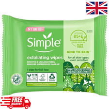 Image of Simple Exfoliating Face Wipes Biodegradable Cleansing Wipes Smooth Skin 20 Pack