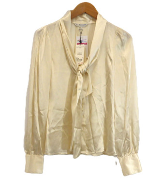 New with Tags L.K. Bennett London Idalia 100% Silk Buttoned Bow Blouse Size 6