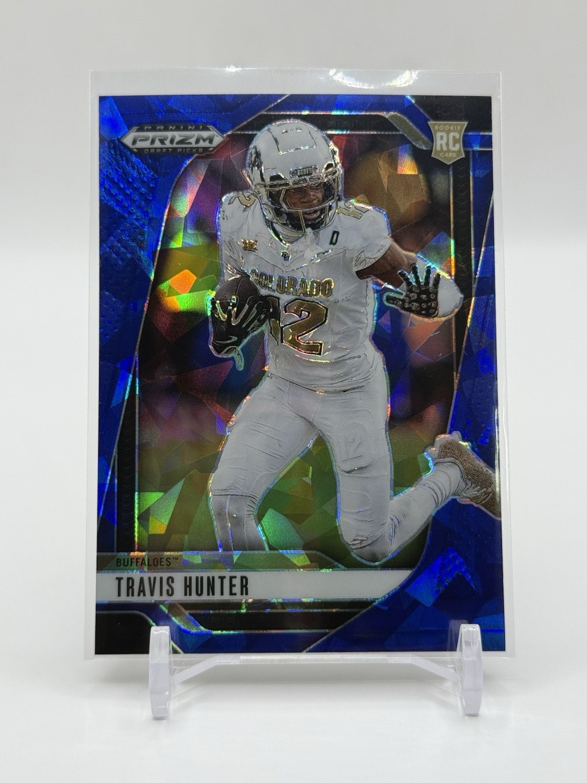 2025 Prizm Draft Picks Blue Cracked Ice Prizm Travis Hunter /149 Rookie Card #21