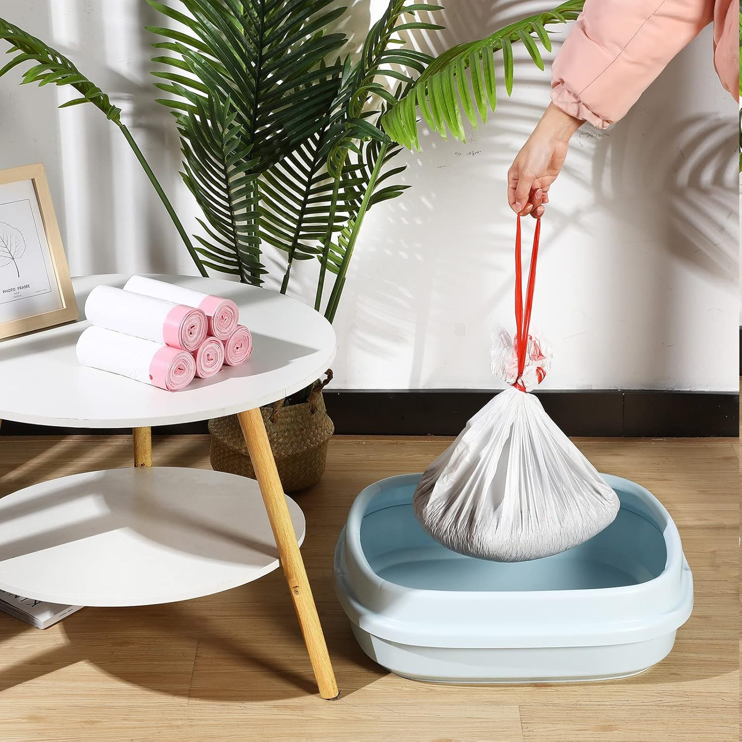 50 Count Large Cat Litter Box Liners 31 X 18 Inch Liners Bags with Drawstring Ca