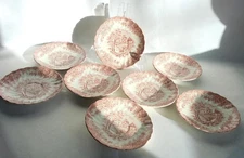 8 Churchill Rosa Red Staffordshire Made in England 5-1/2" Saucer Willow Ware