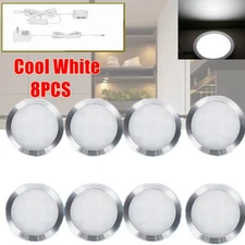 8PCS Under Cabinet Lighting LED Light Puck Bulb Kitchen Shelf Counter Hardwired