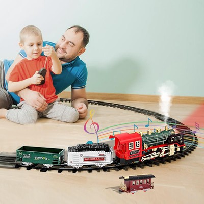 Kinderfernbedienung klassisches Zugset elektrisch Dampf Rauchschiene Spur Modellspielzeug