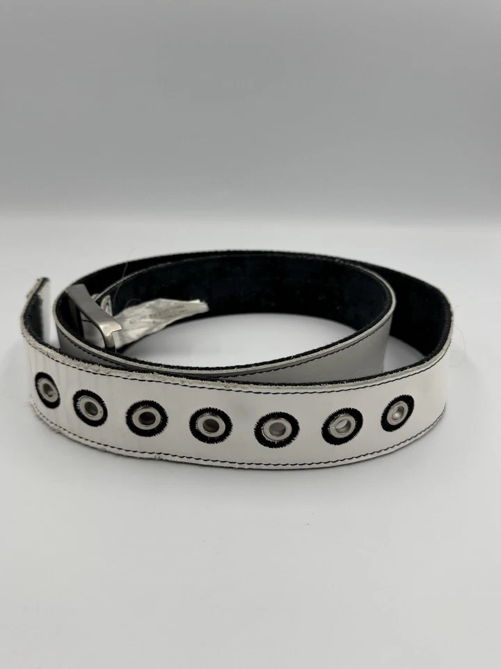 🔥 Raro Cinturón De Colección Y2K Volcom Stone Reversible Cuero y Lona Blanco, Gris/Negro Foto 4 de 4