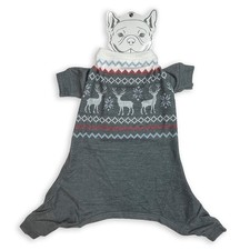 P.J. Salvage Fair Isle Dog Pajamas Sz L New 32 Gray Knit Holiday PJs Christmas