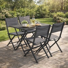 Tavolo giardino pieghevole 110x71x71 cm grafite Azua grigio