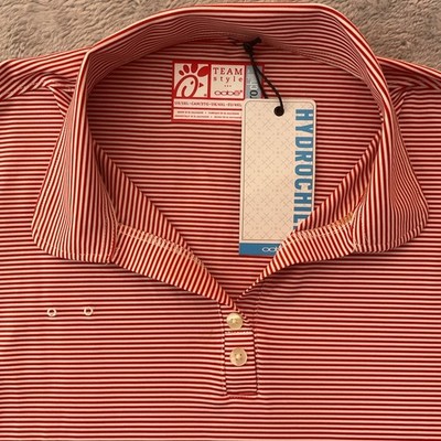 Chik Fil A Uniform Top Red White Striped  Polo Team Style Oobe Hydrochill 3X
