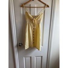 Faithfull The Brand Rodeo Mini Dress - Size 2 US  - Yellow Gingham 100% Linen
