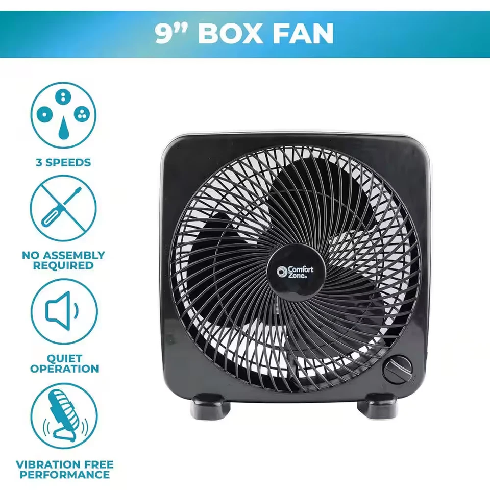 9 In. Black Box Fan with 3-Speed Front Control - Image 2 of 4
